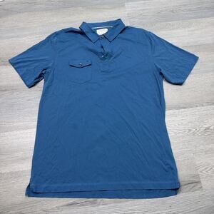 Linksoul John Ashworth Men's Polo Large Blue Luxury Cotton Short Sleeve Camisa